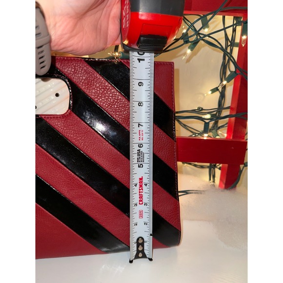 Cato Red Black Chevron Stripe Fold Over Clutch Handbag Bag - Picture 9 of 9